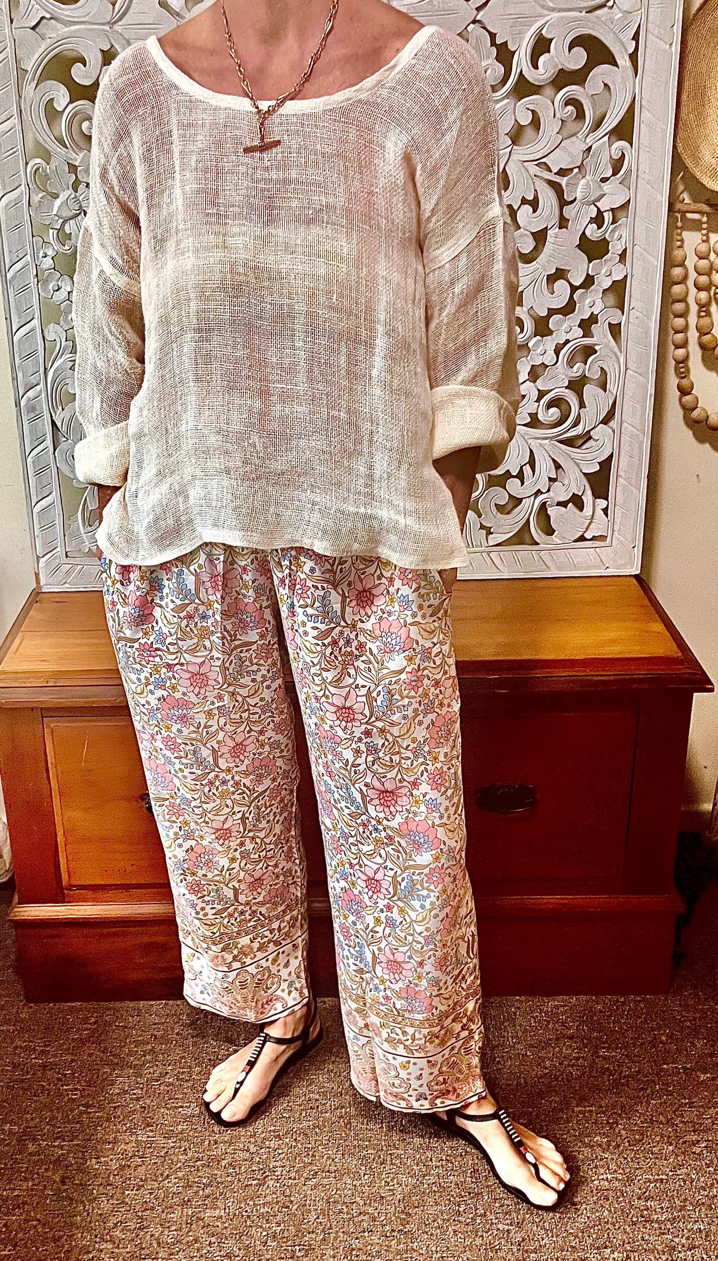 Beautiful white floral pants