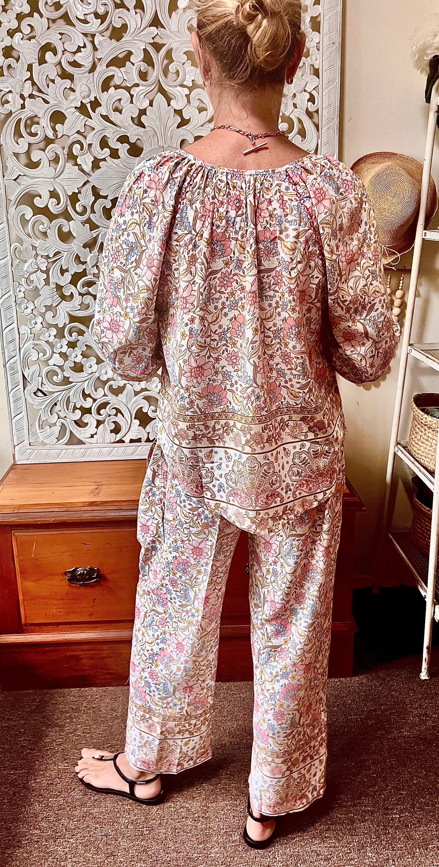 White floral embroidered top