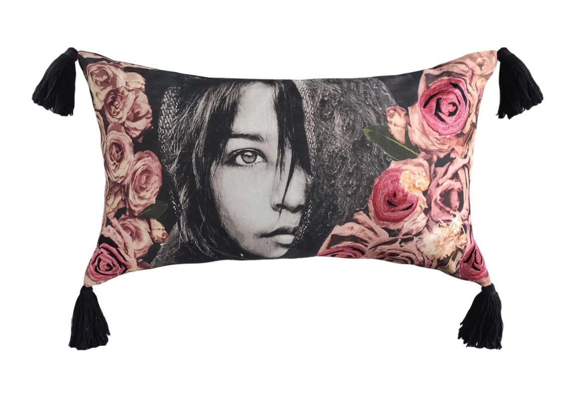 Anita-Gypsy rose Embroided cushion cover only 60x35cm