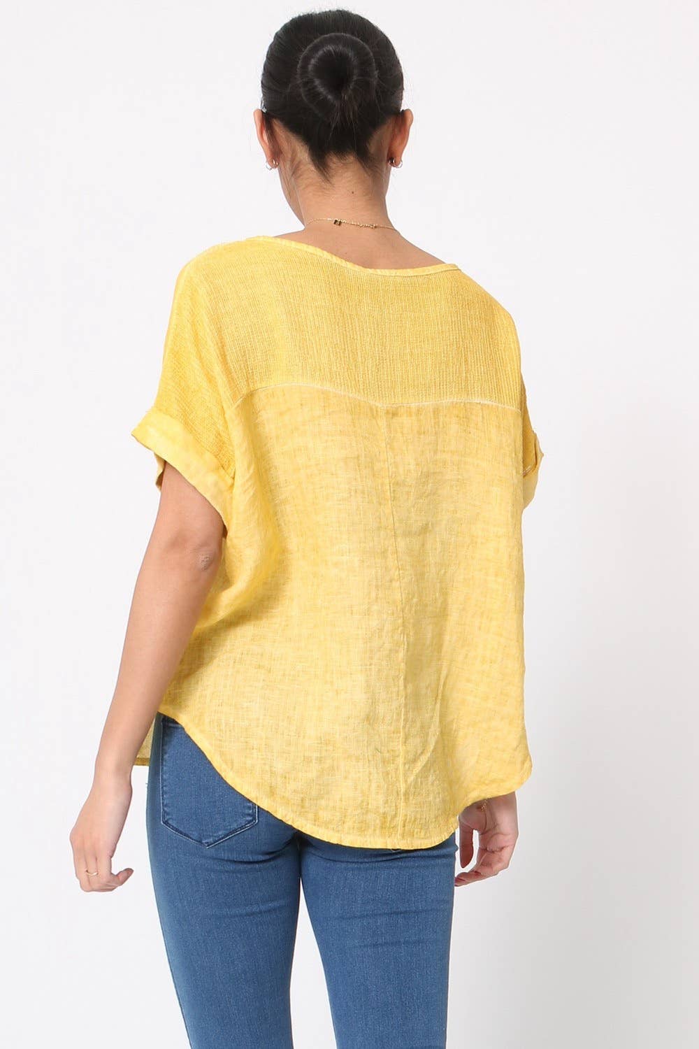 100% Linen Blouse REF.641: Black / Unique