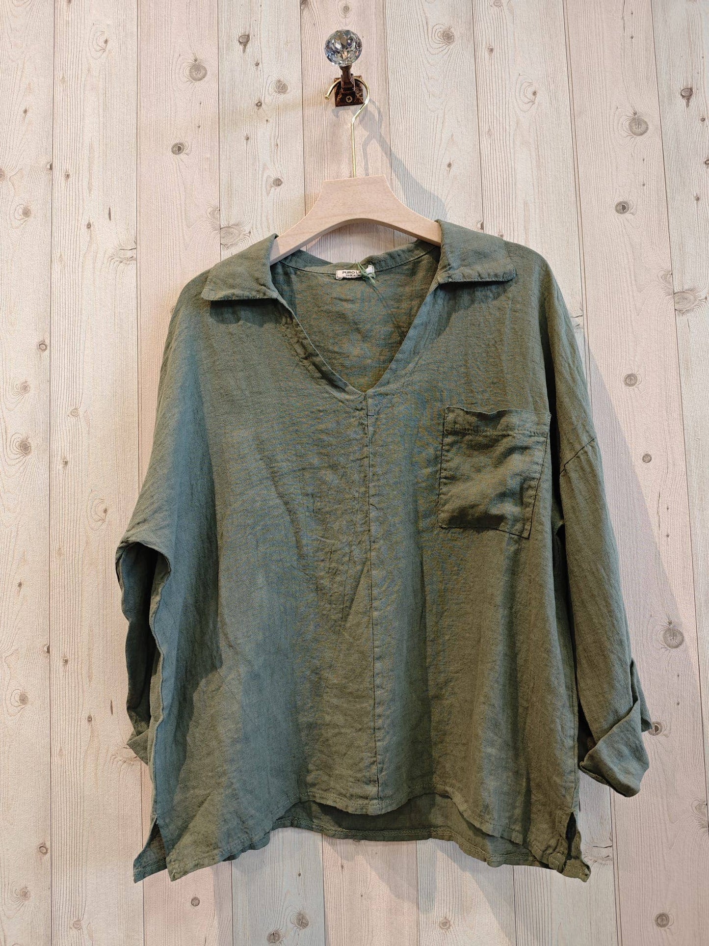 Soft linen blouse khaki