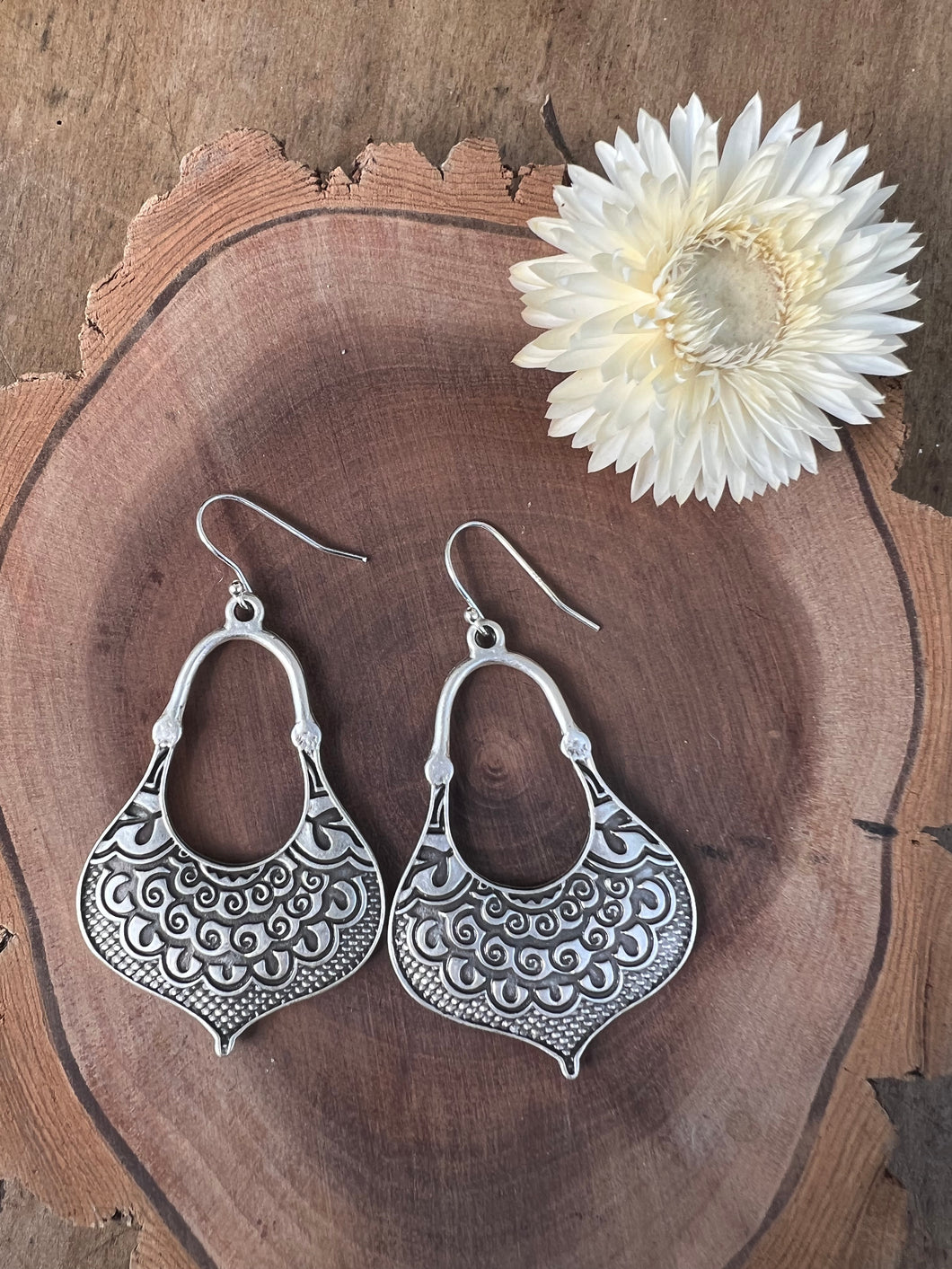 Turkish silver mandala earrings