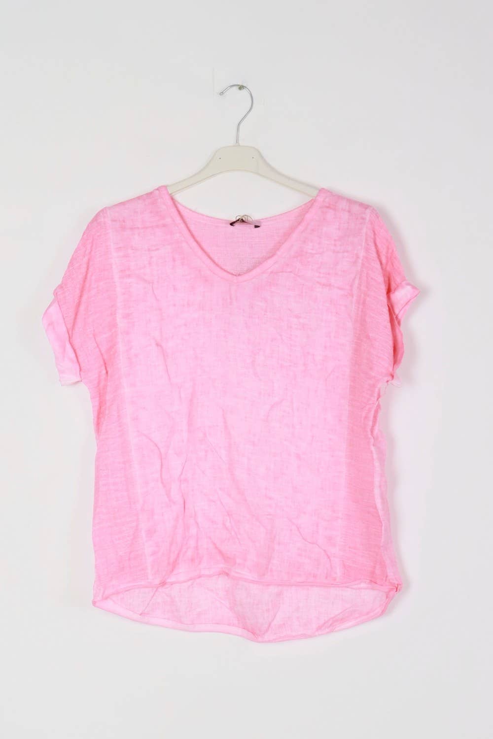 Textured T-shirt in 100% linen REF. 651: White / Unique