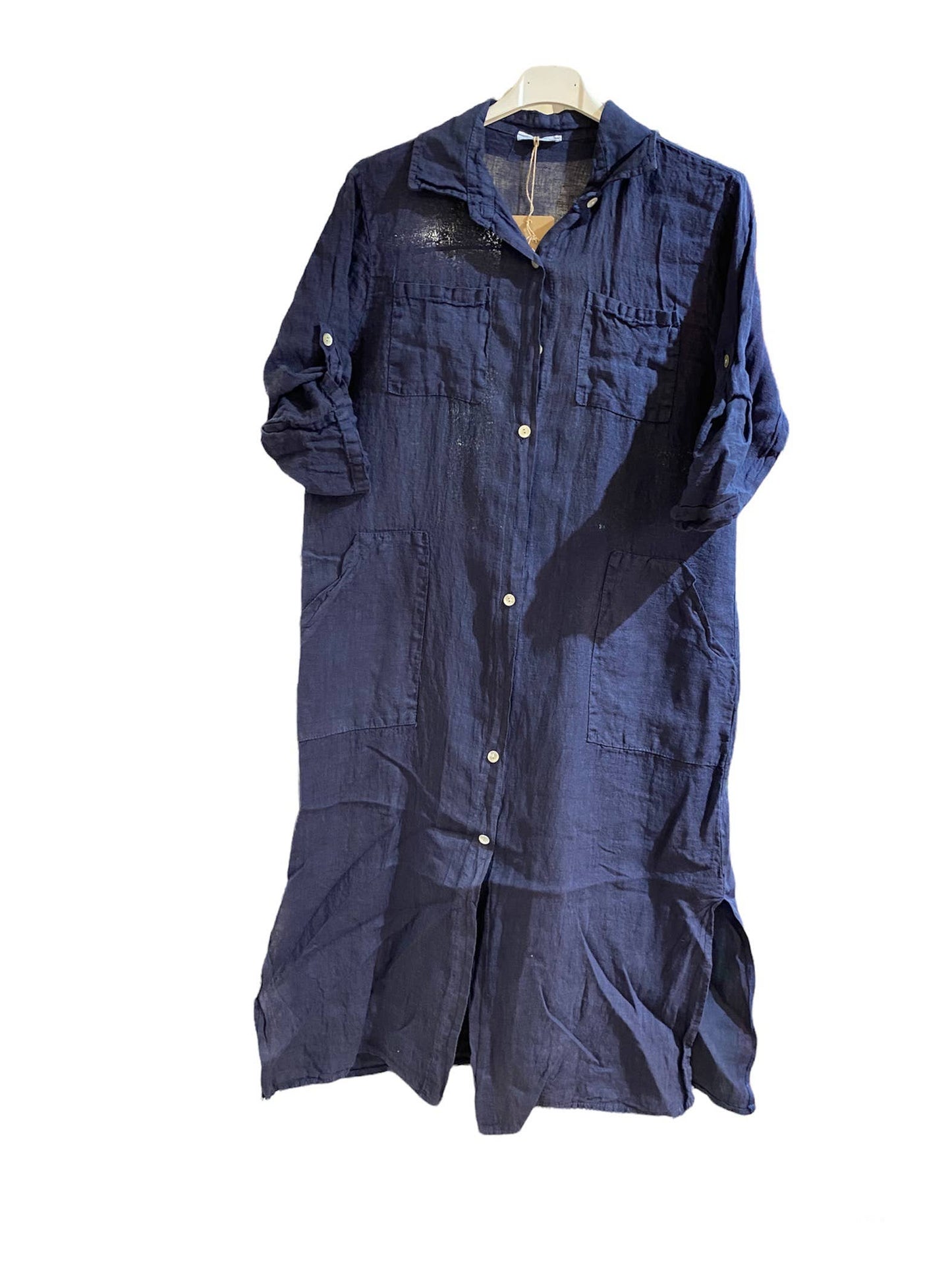 Dress in 100% linen Noir / One Size