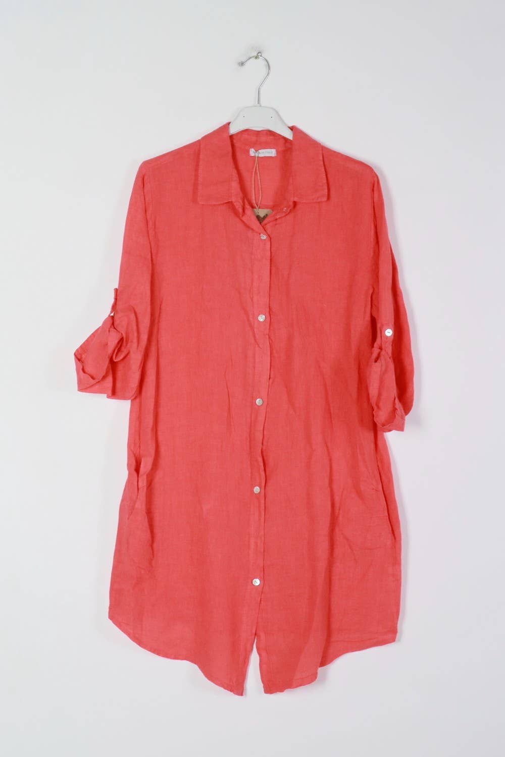 Short Dresses in 100% Linen REF. 197: Terracotta / Unique