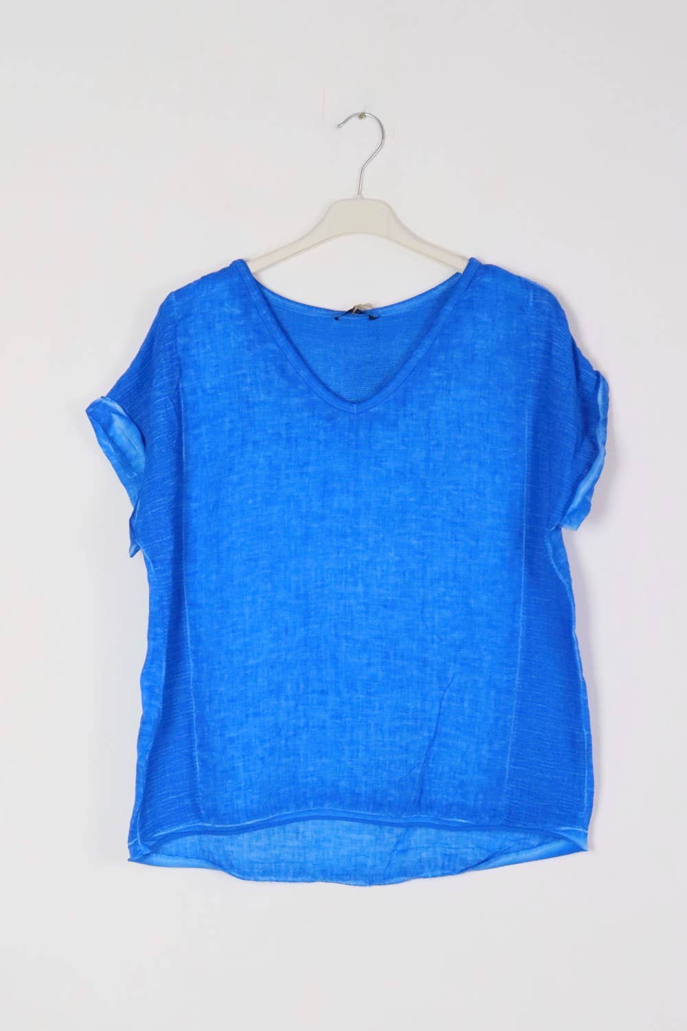 Textured T-shirt in 100% linen REF. 651: White / Unique