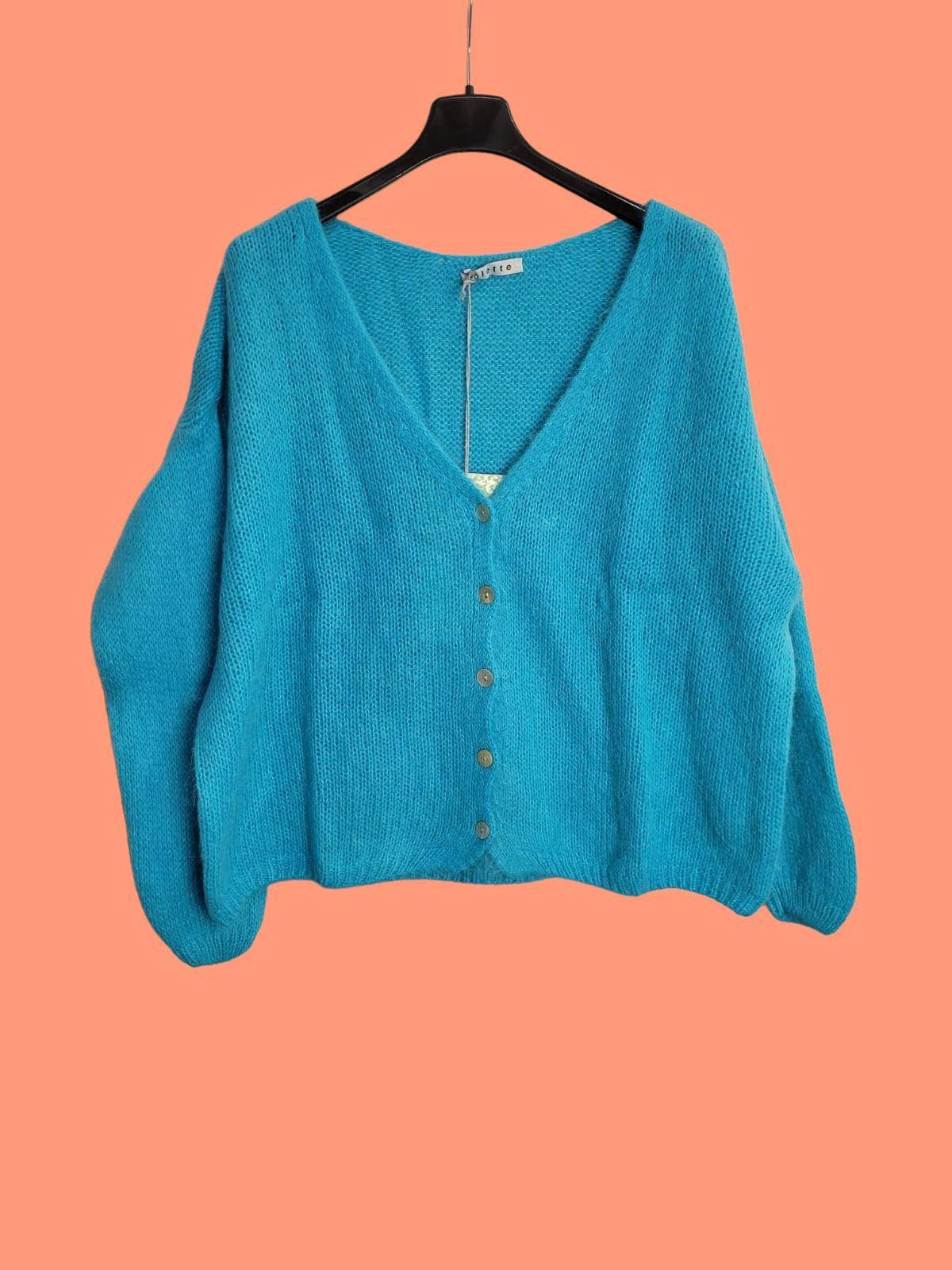 Mohair cardigan duck egg blue by la maison des fibres naturelles