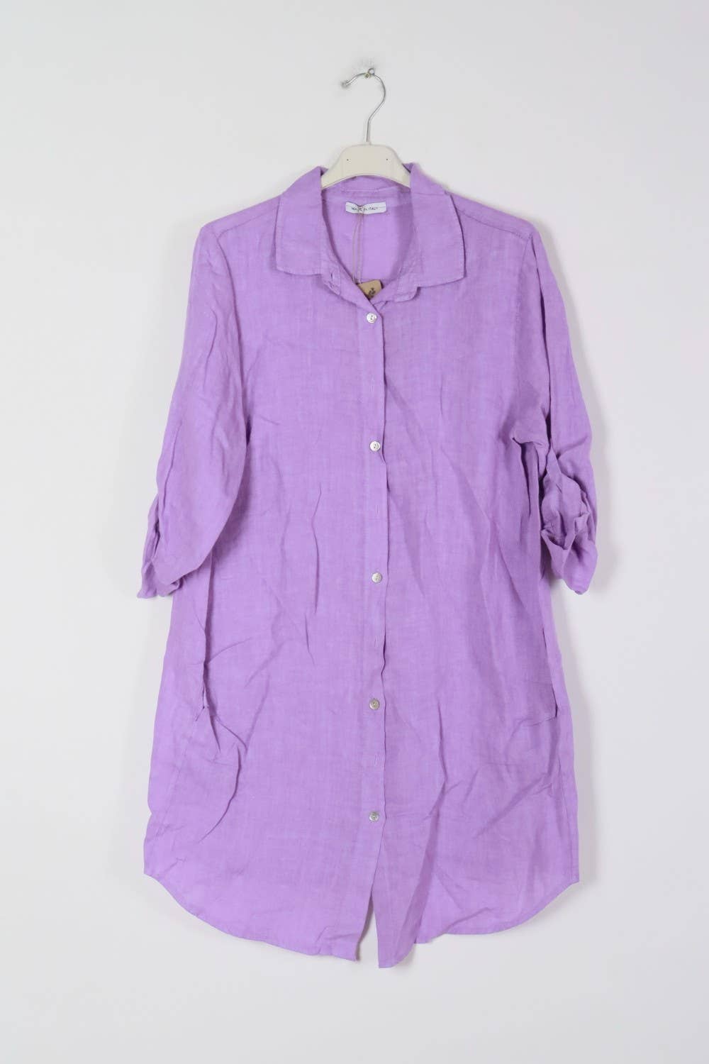 Short Dresses in 100% Linen REF. 197: Duck Blue / Unique