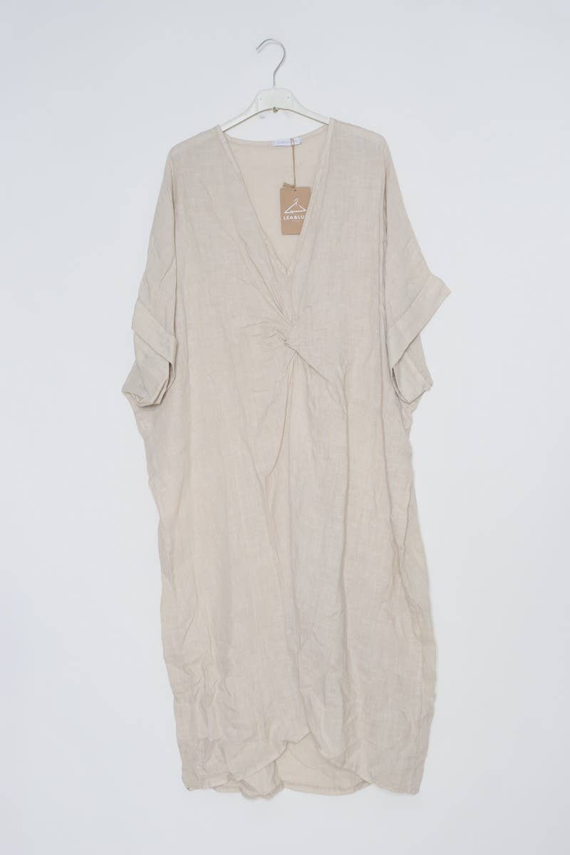 V-neck long dress  Khaki