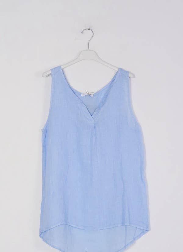 100% Linen Tank Top REF. 38009: Royal blue / Unique