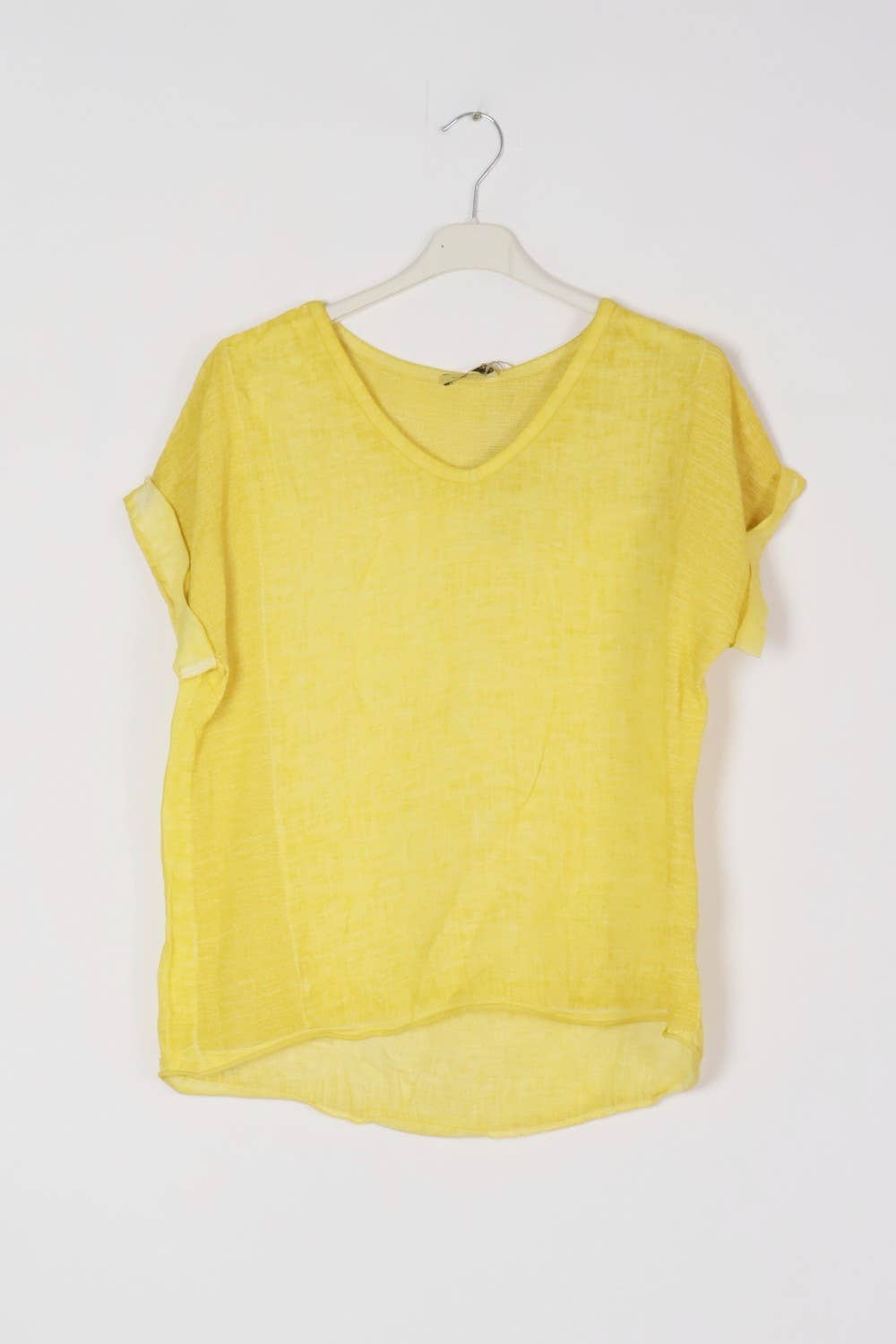 Textured T-shirt in 100% linen REF. 651: White / Unique