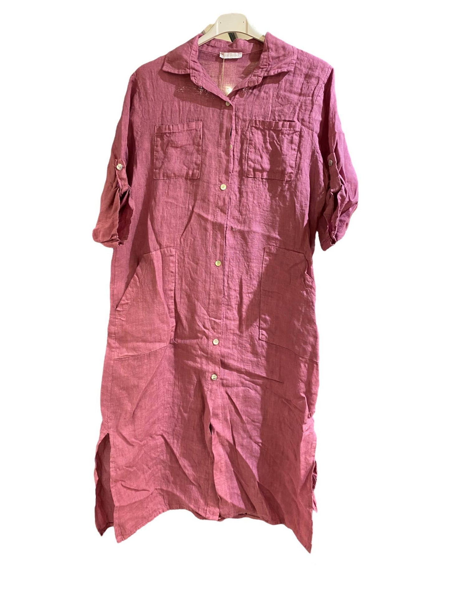 Dress in 100% linen Noir / One Size