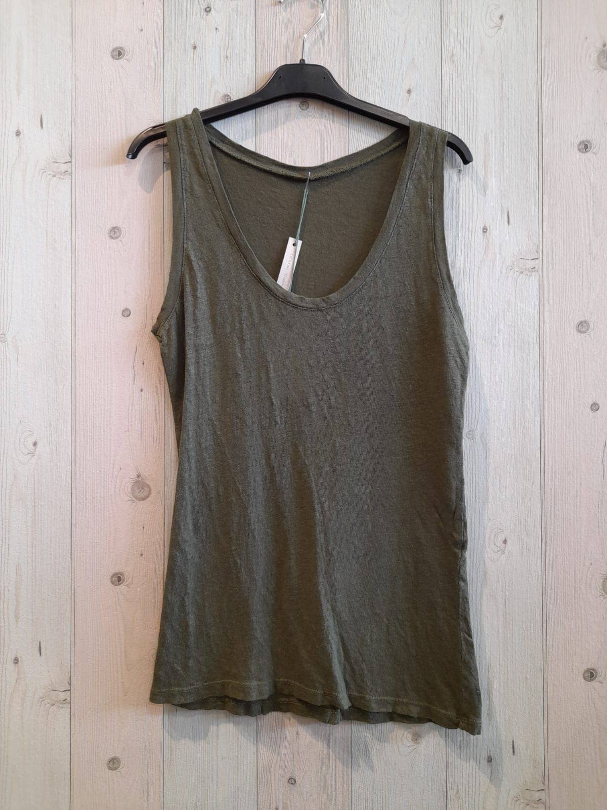 REF 3981 BASIC STRETCH LINEN T-SHIRT 100%: GREEN