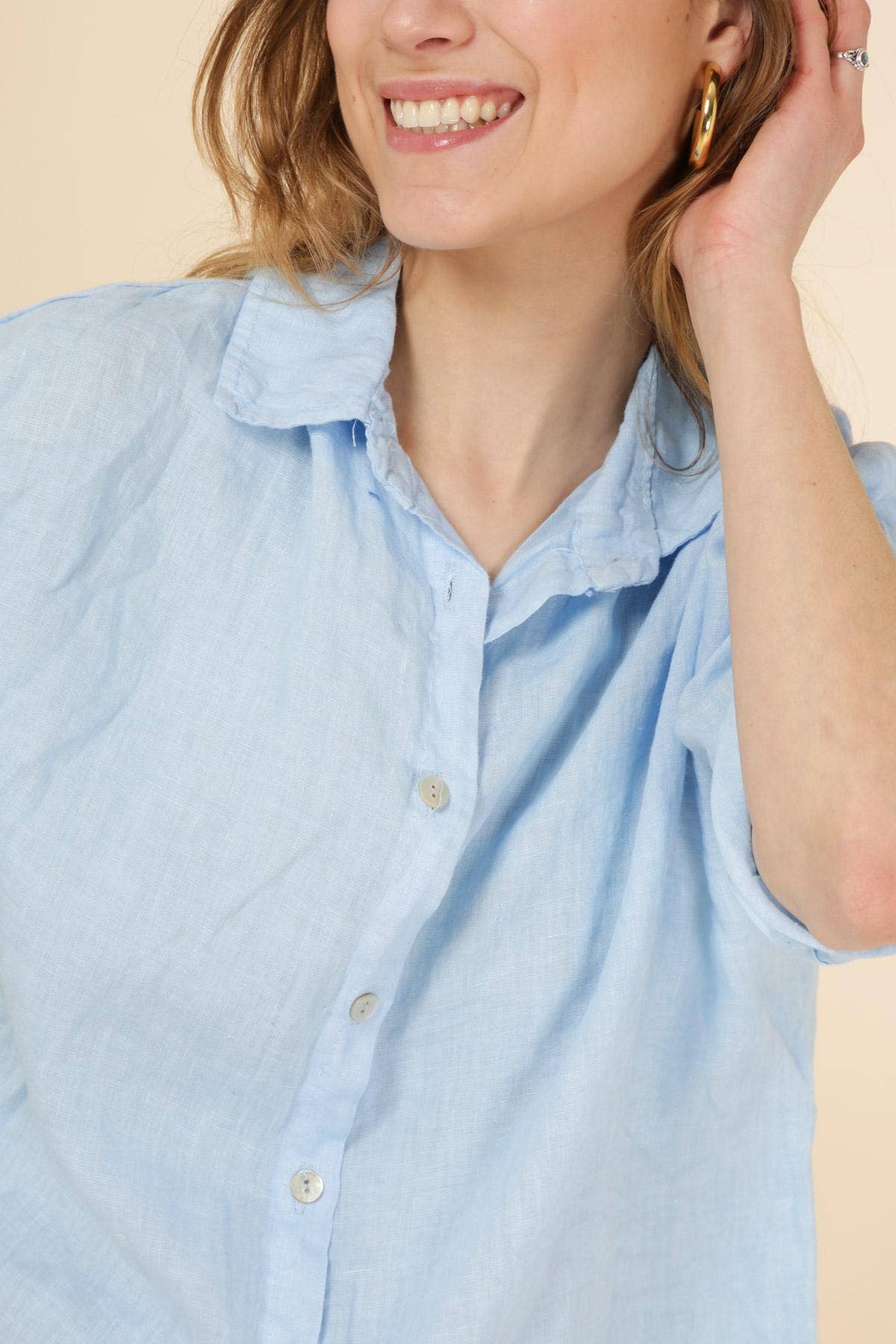 100% linen shirts REF. 20090: Khaki / Unique