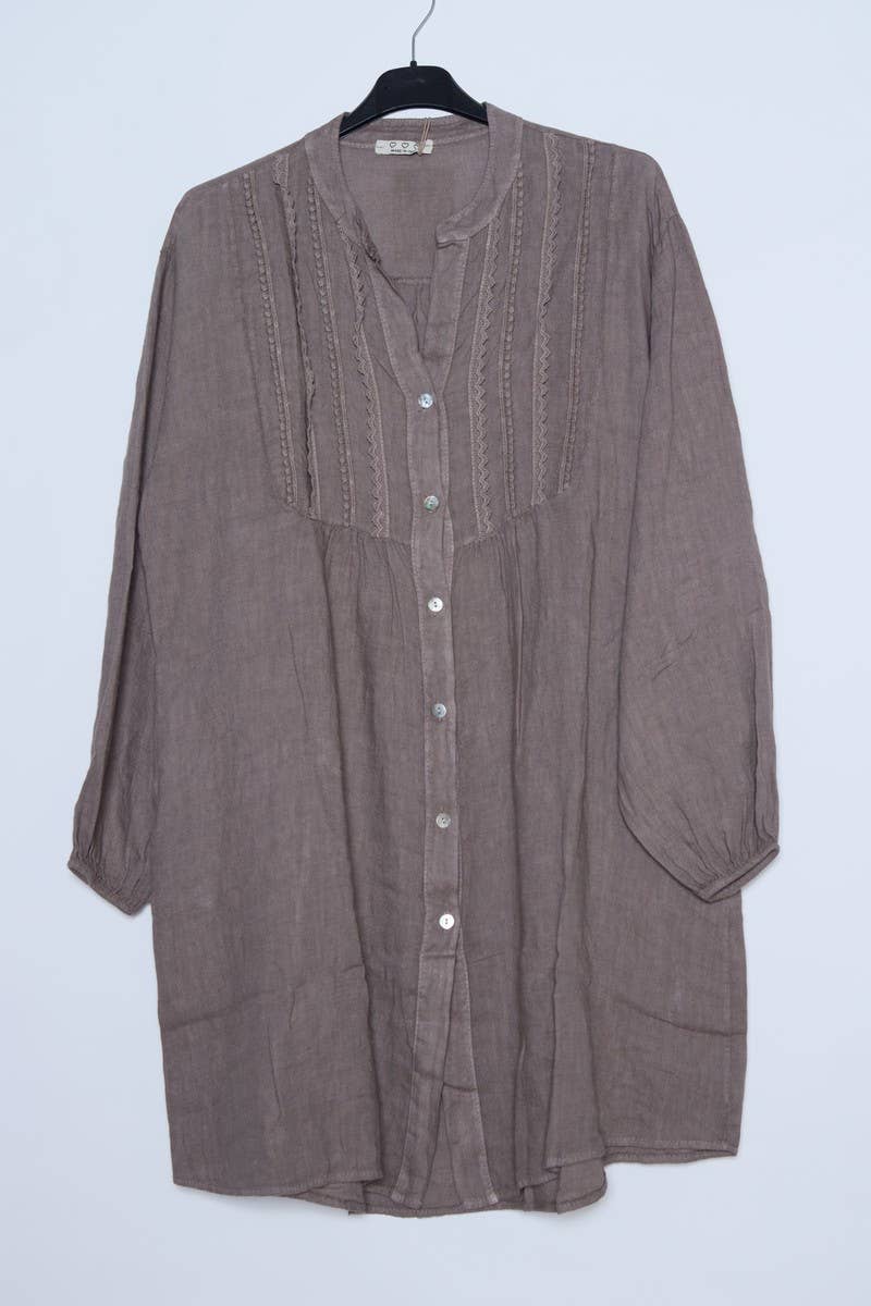 Short Dresses in 100% Linen REF. 14790: Royal blue / Unique