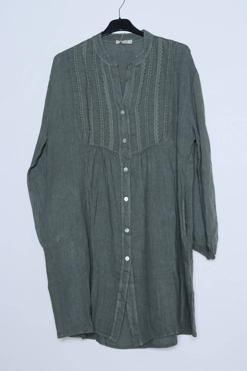 Short Dresses in 100% Linen REF. 14790: Royal blue / Unique