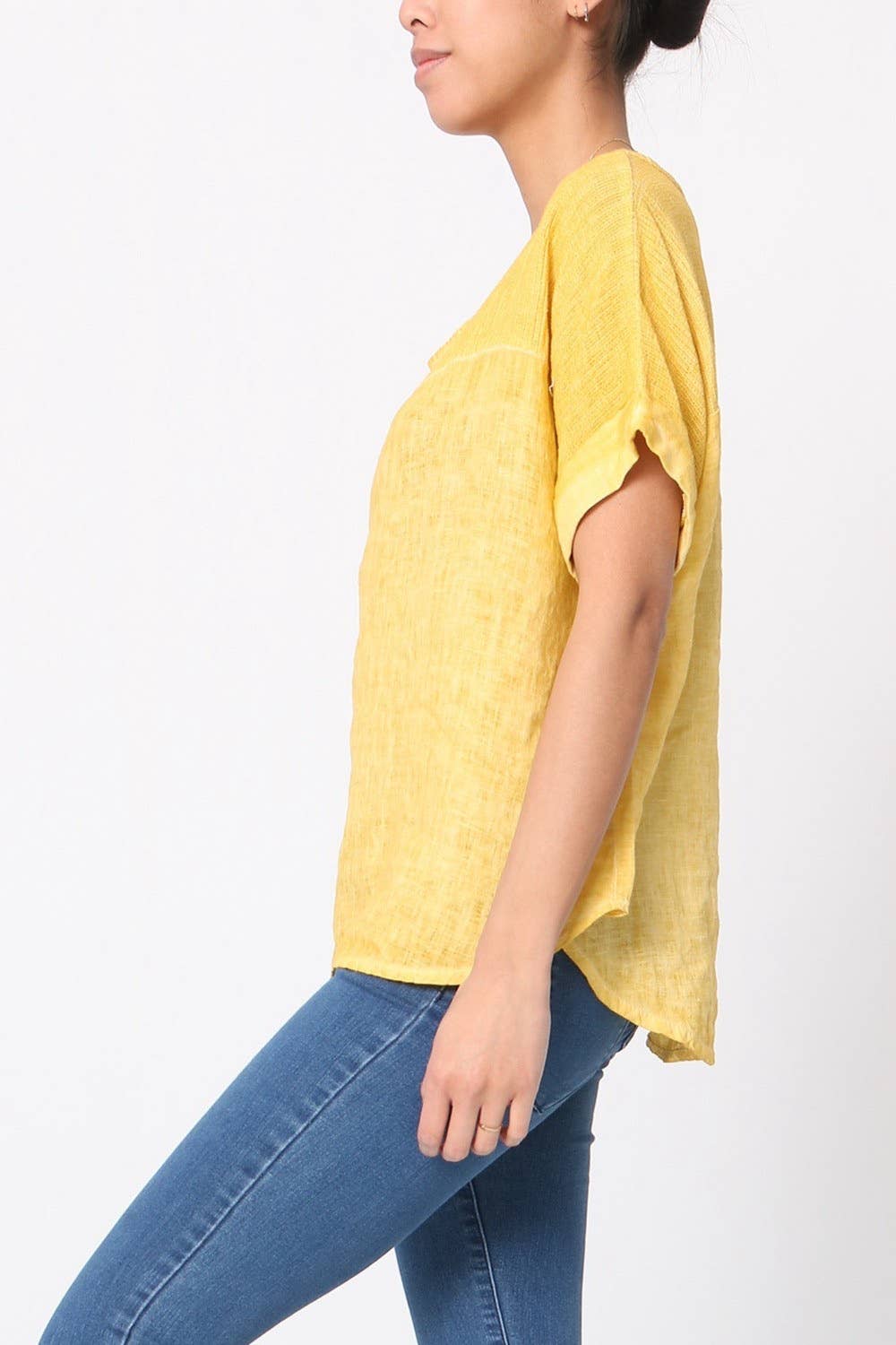 100% Linen Blouse REF.641: Black / Unique