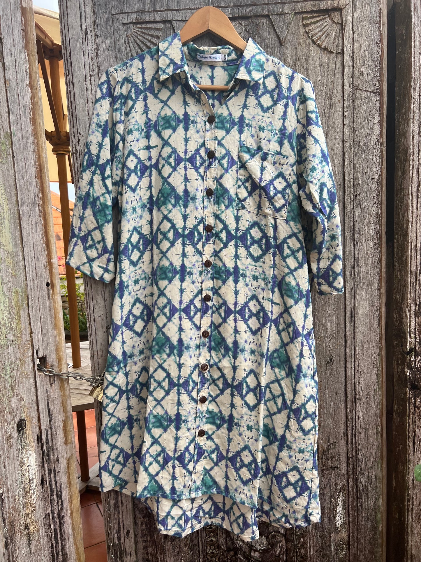 Aztec blue shirt dress