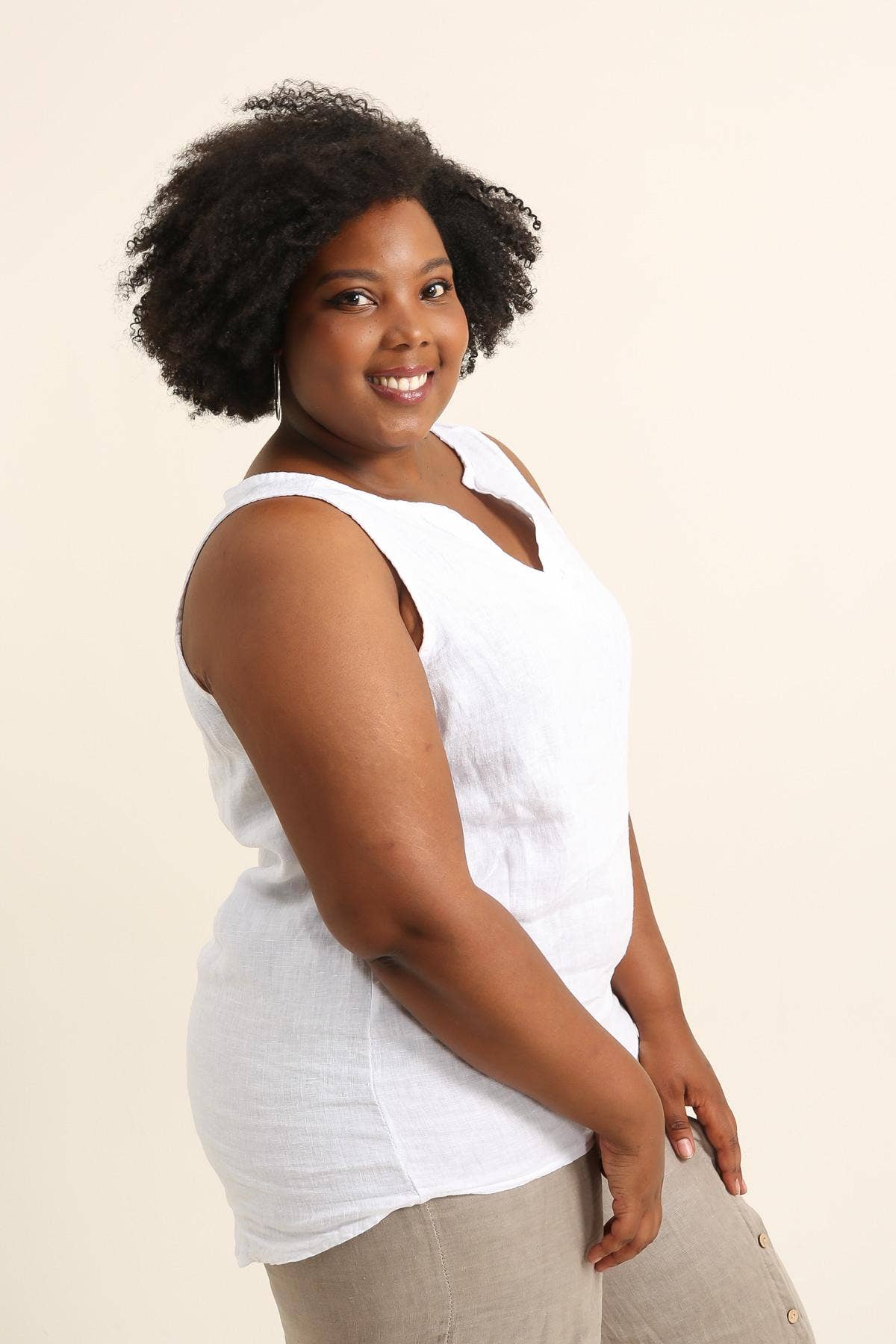 Plus size linen top SKU 1312: White