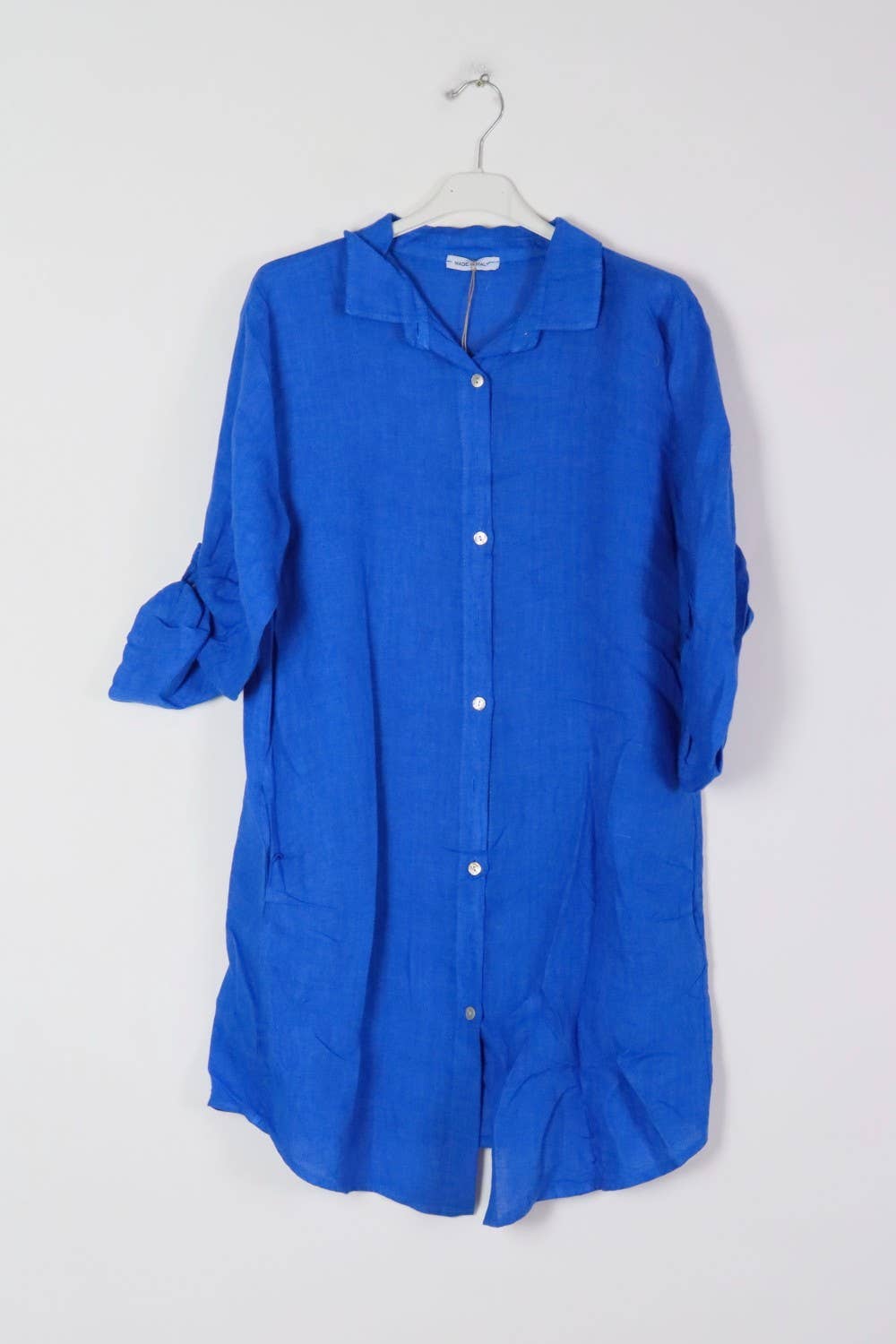 Short Dresses in 100% Linen REF. 197: Chocolate / Unique