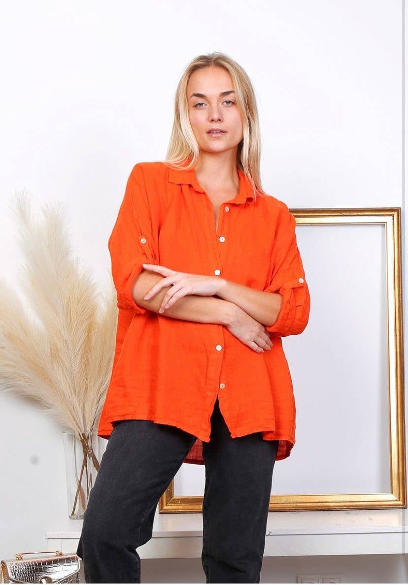 100% linen shirts REF. 20090: Khaki / Unique