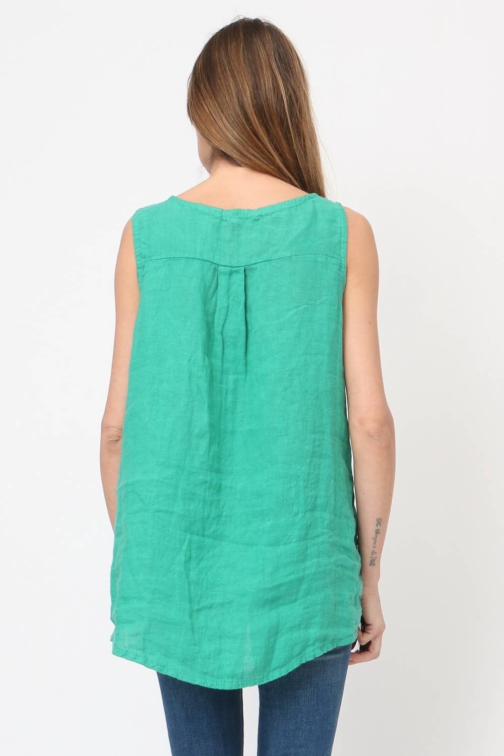 100% Linen Tank Top REF. 38009: Royal blue / Unique