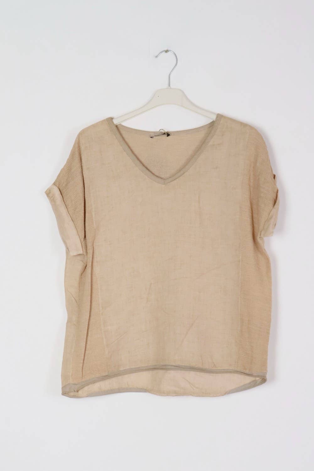 Textured T-shirt in 100% linen REF. 651: White / Unique