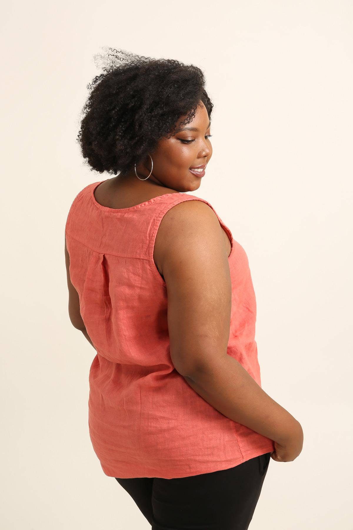 Plus size linen top SKU 1312: White