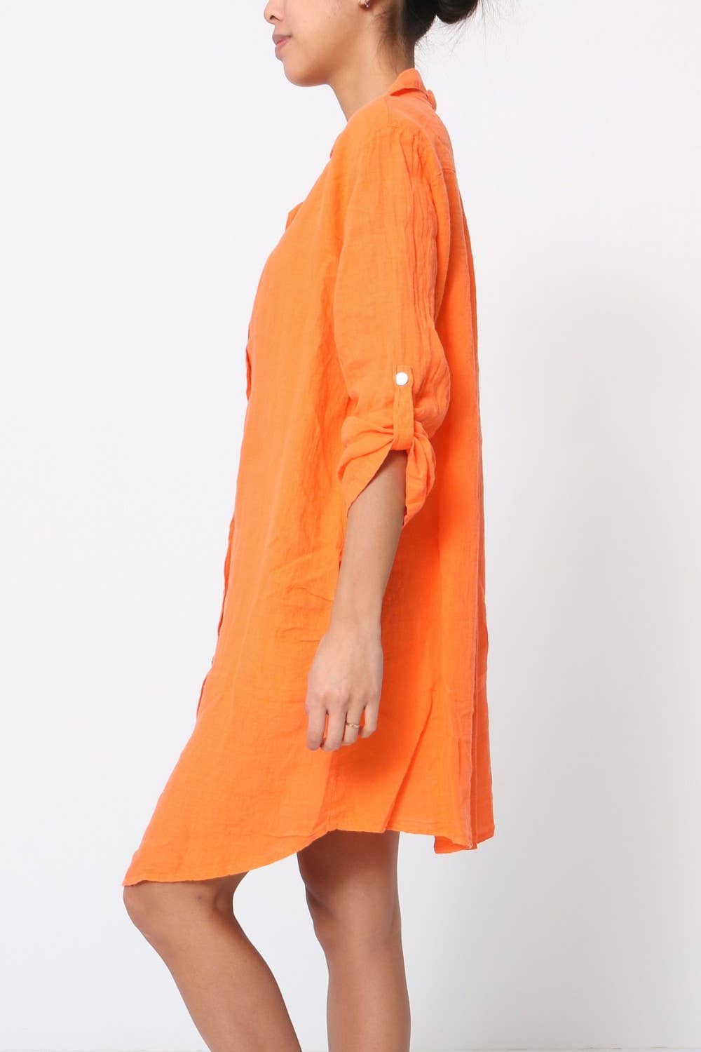 Short Dresses in 100% Linen REF. 197: White / Unique