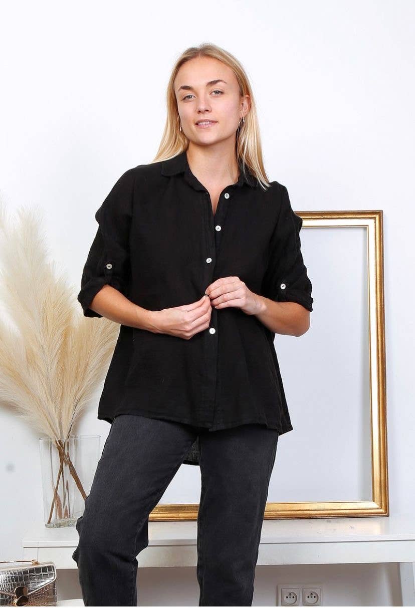 100% linen shirts REF. 20090: Chocolate / Unique