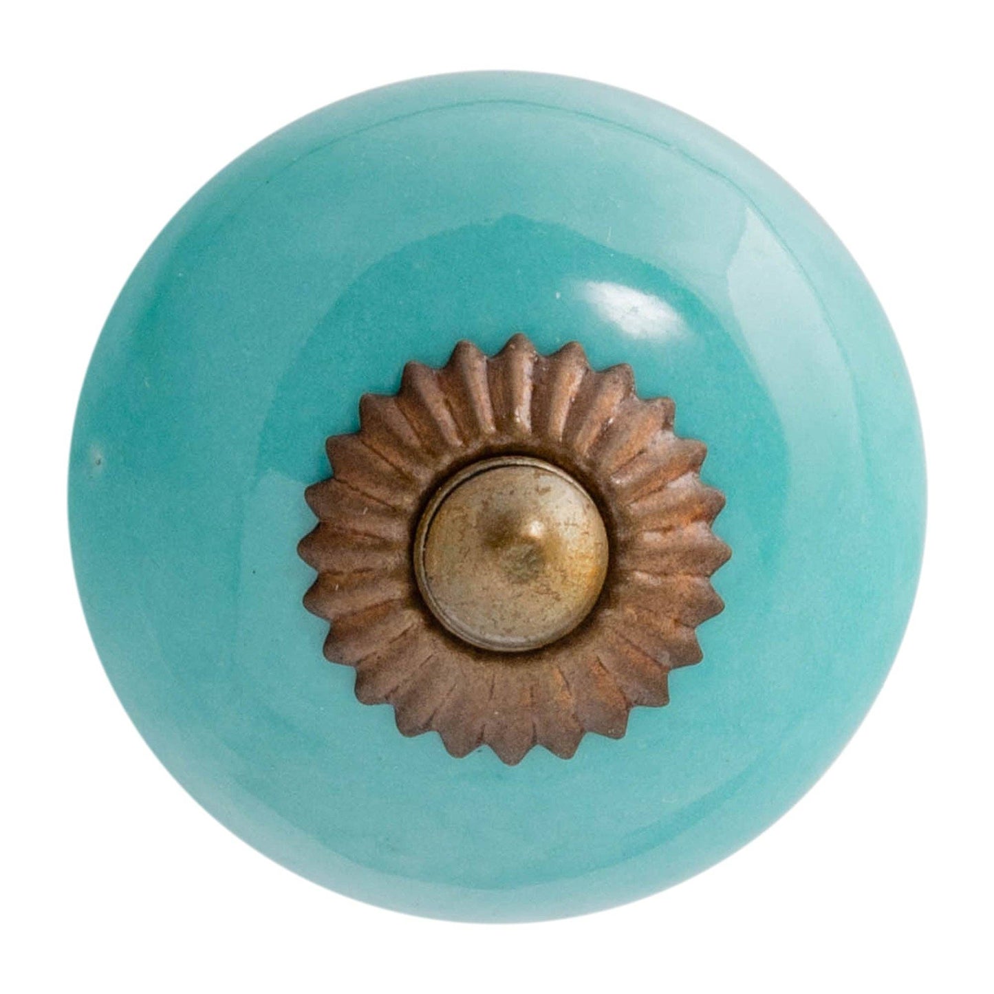 Round Ceramic Drawer Knob - Turquoise