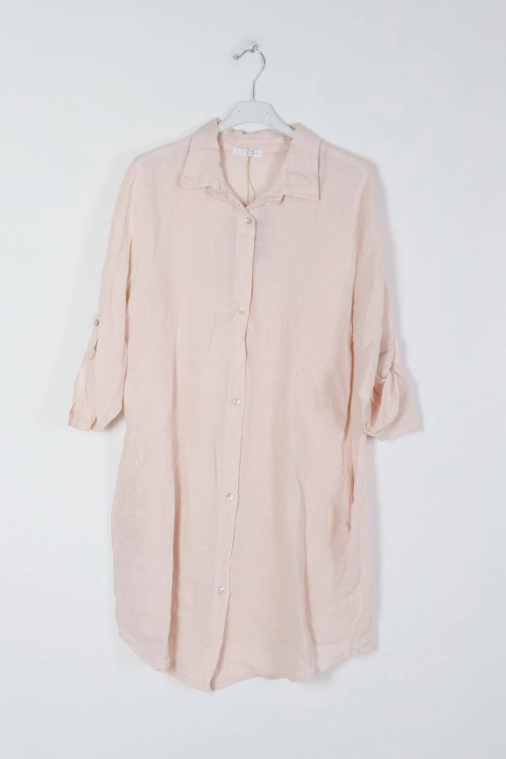 Short Dresses in 100% Linen REF. 197: Khaki / Unique