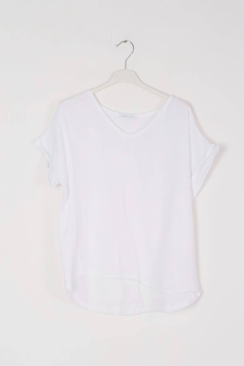 Textured T-shirt in 100% linen REF. 651: White / Unique