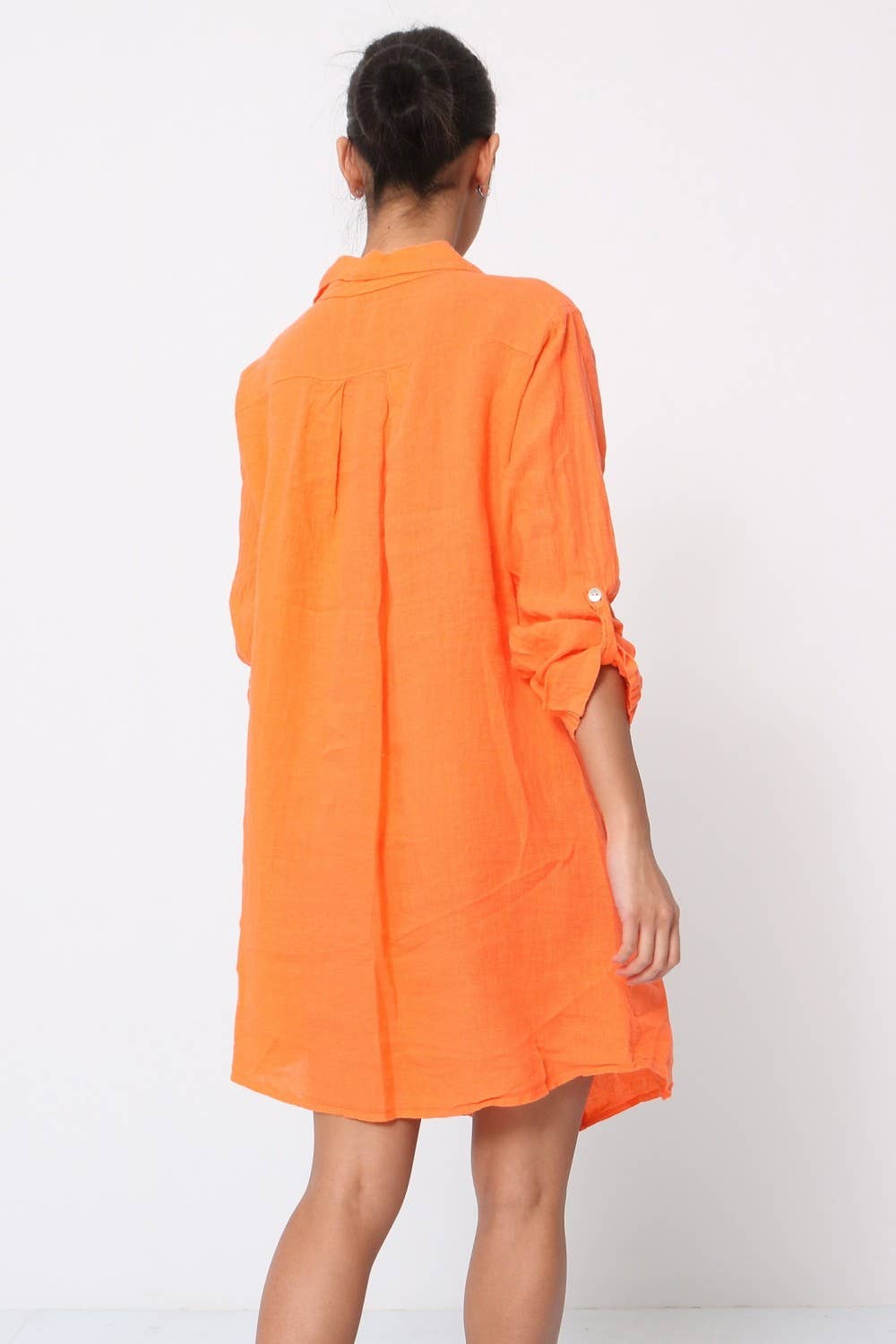 Short Dresses in 100% Linen REF. 197: Chocolate / Unique