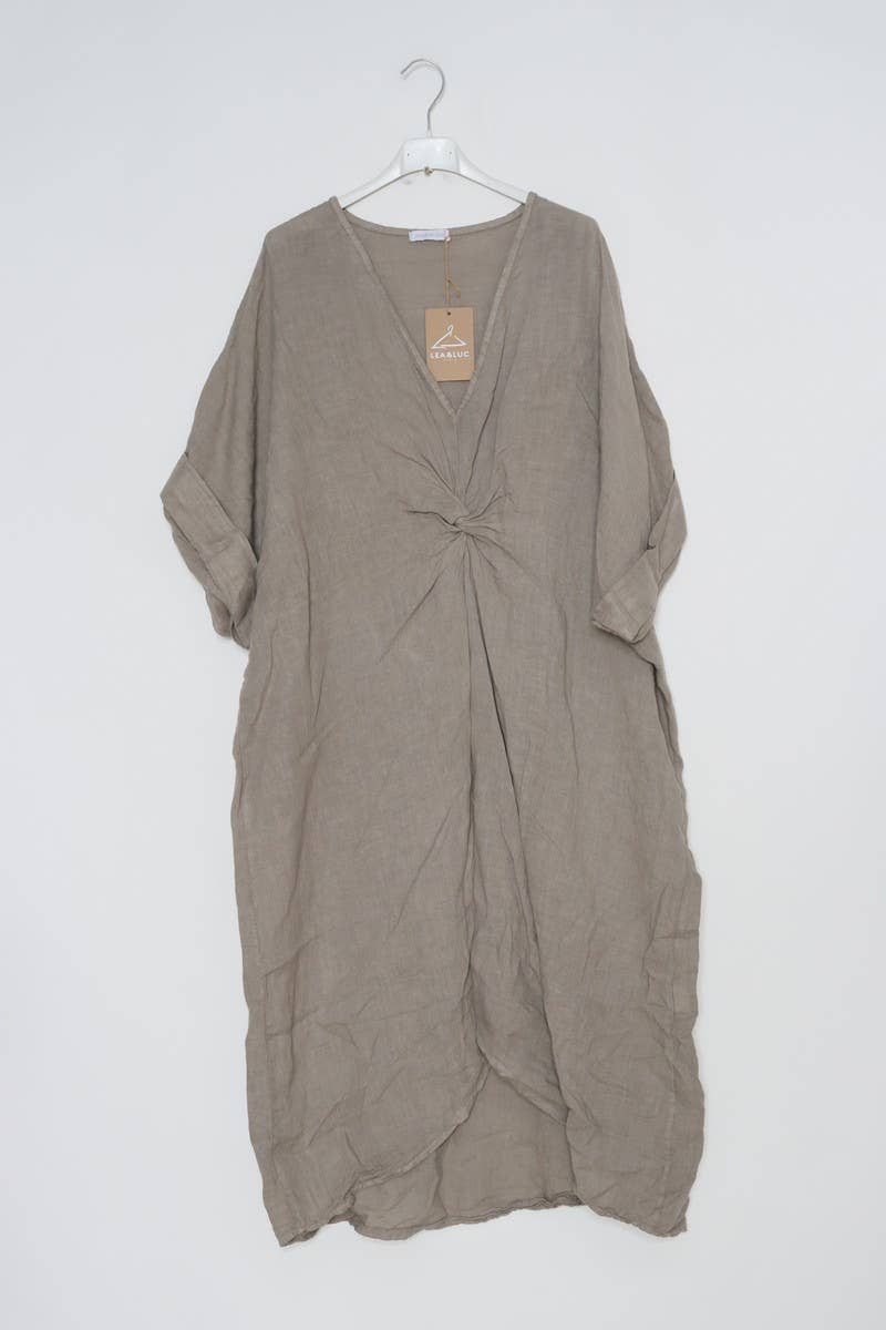 V-neck long dress  Khaki