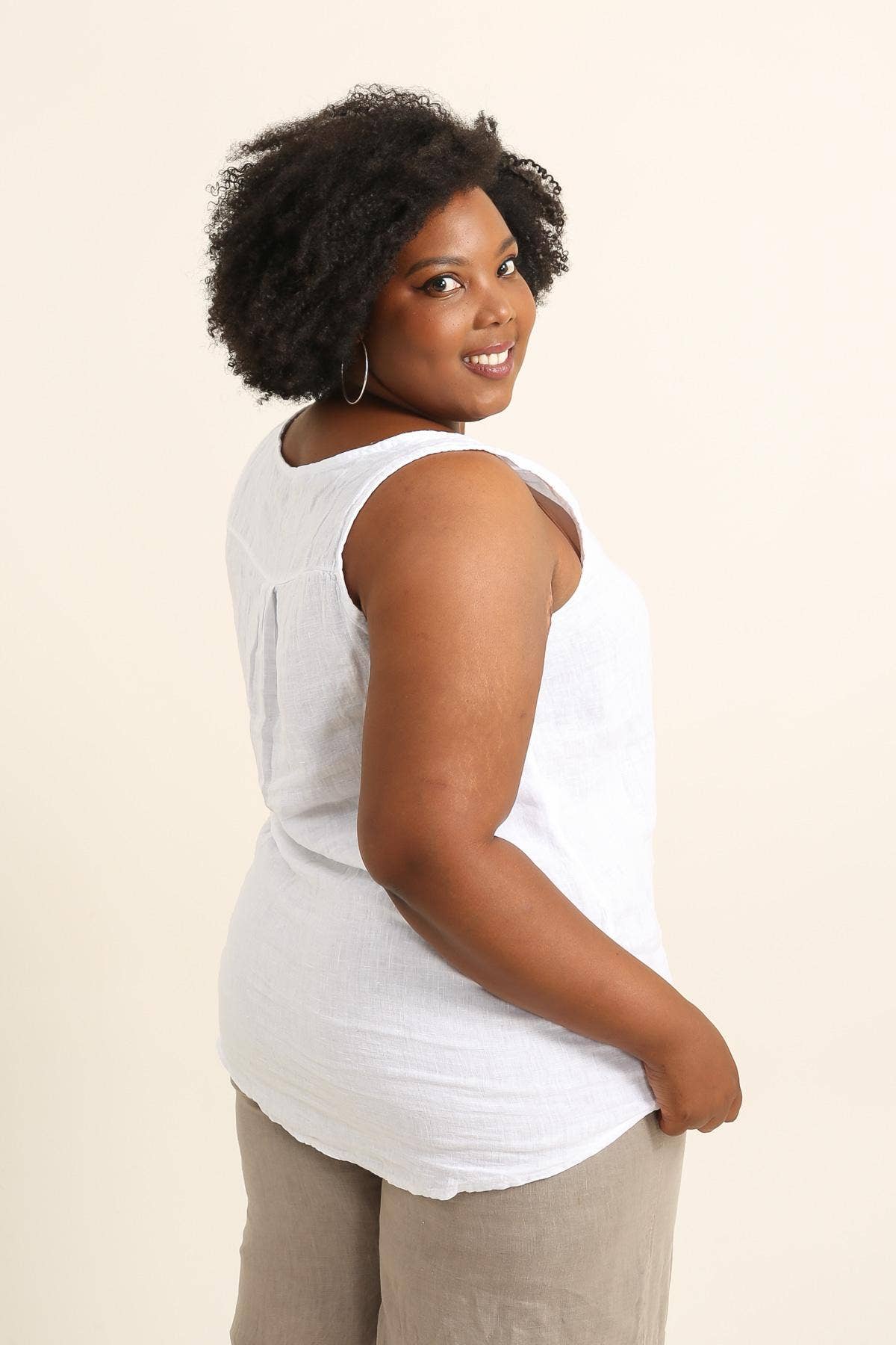 Plus size linen top SKU 1312: White