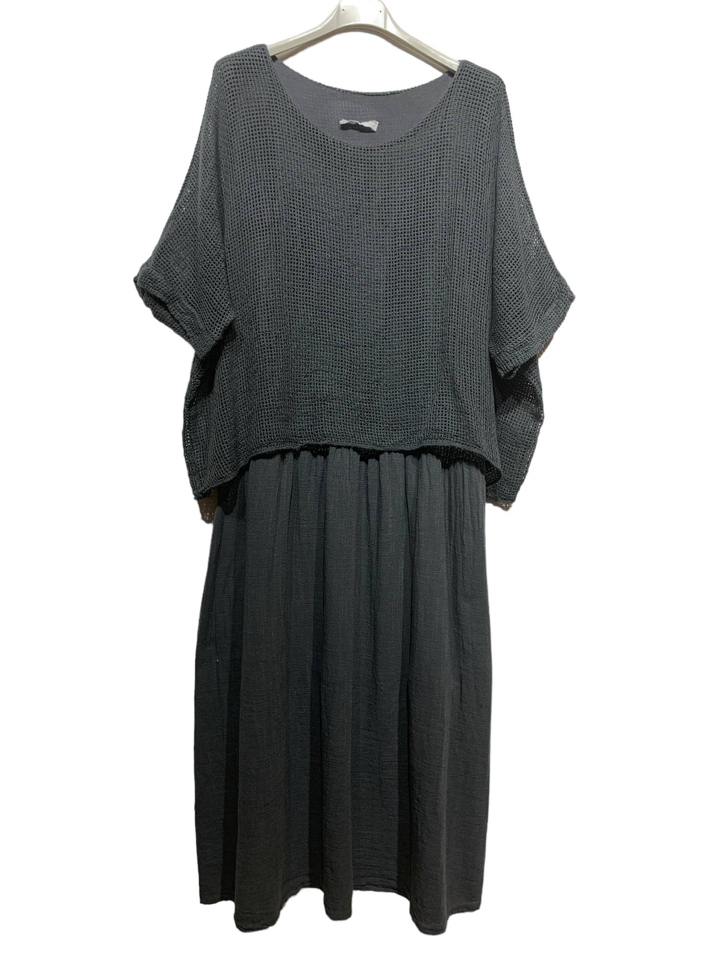 Cotton/linen dress in black