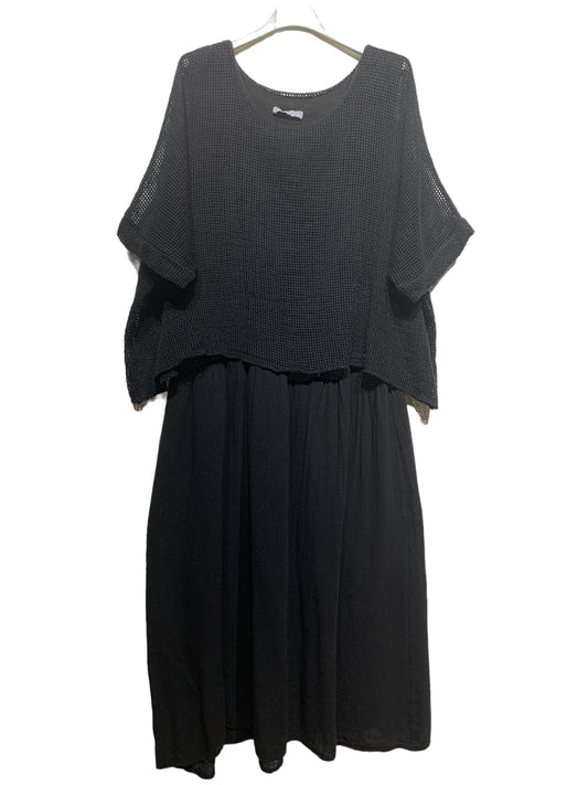 Cotton/linen dress in black