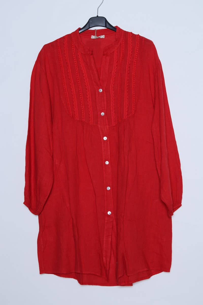 Short Dresses in 100% Linen REF. 14790: Royal blue / Unique