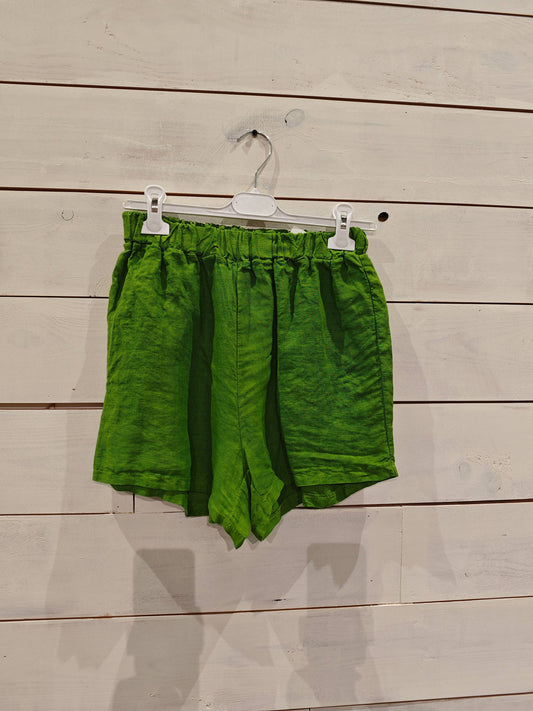 REF 24064 100% LINEN SHORTS: Green