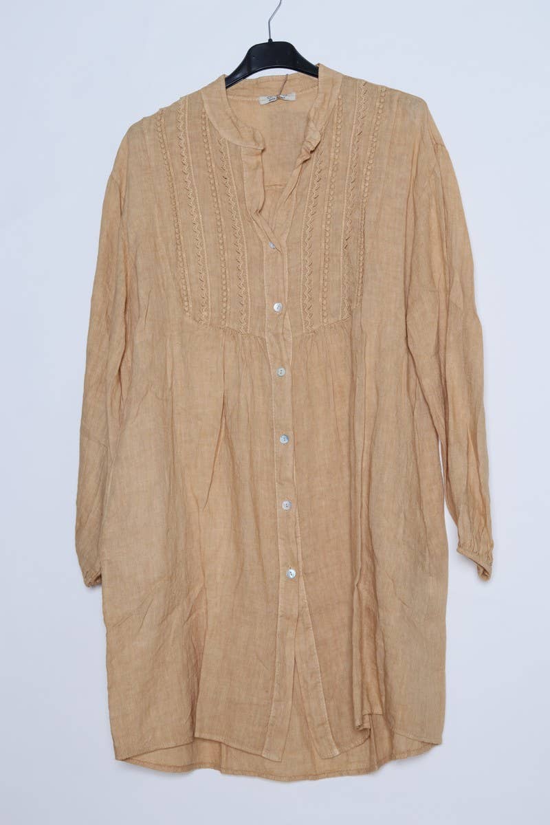 Short Dresses in 100% Linen REF. 14790: Royal blue / Unique