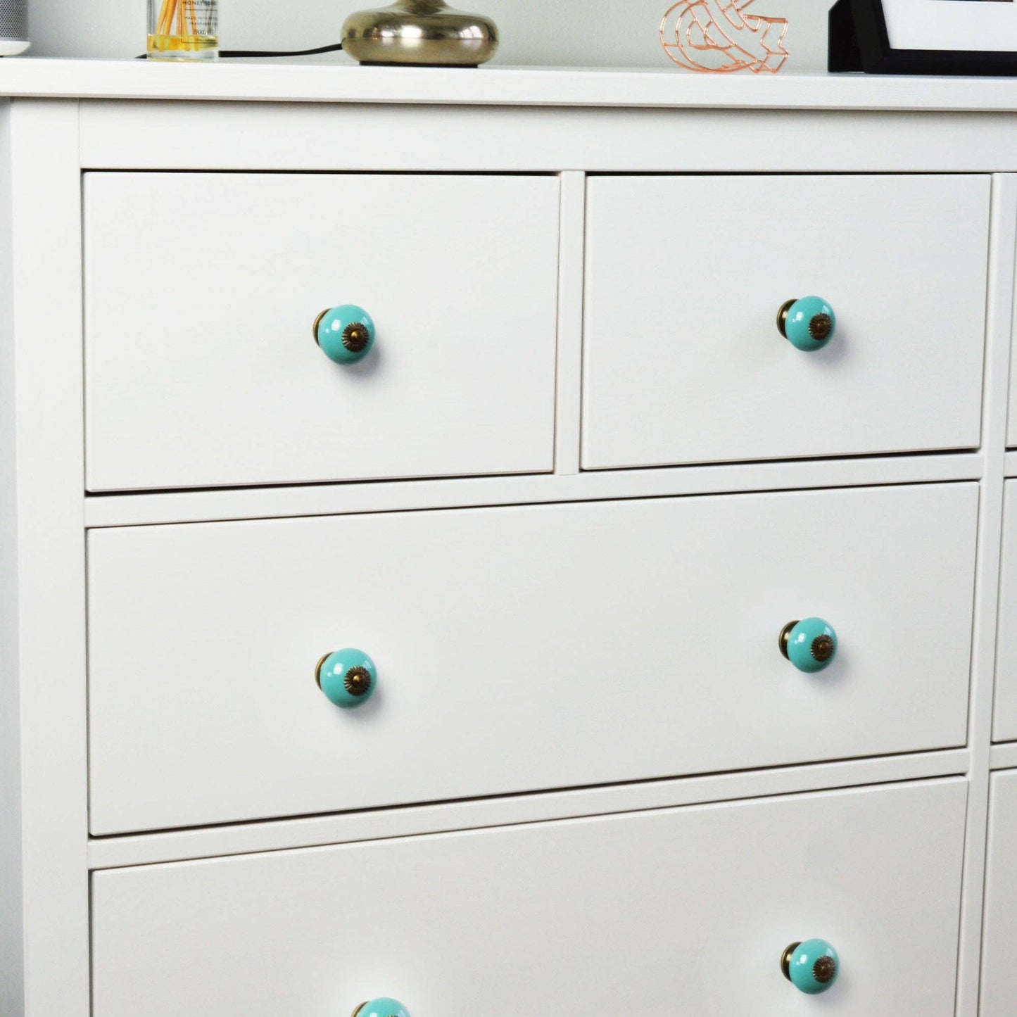 Round Ceramic Drawer Knob - Turquoise