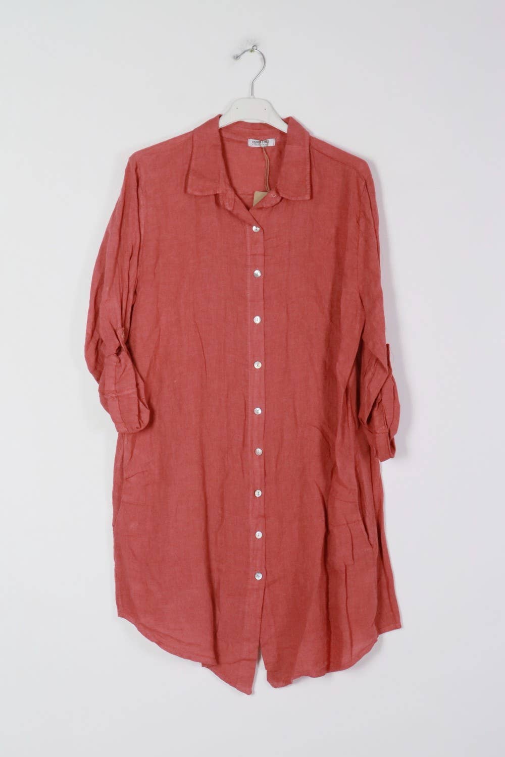 Short Dresses in 100% Linen REF. 197: Duck Blue / Unique