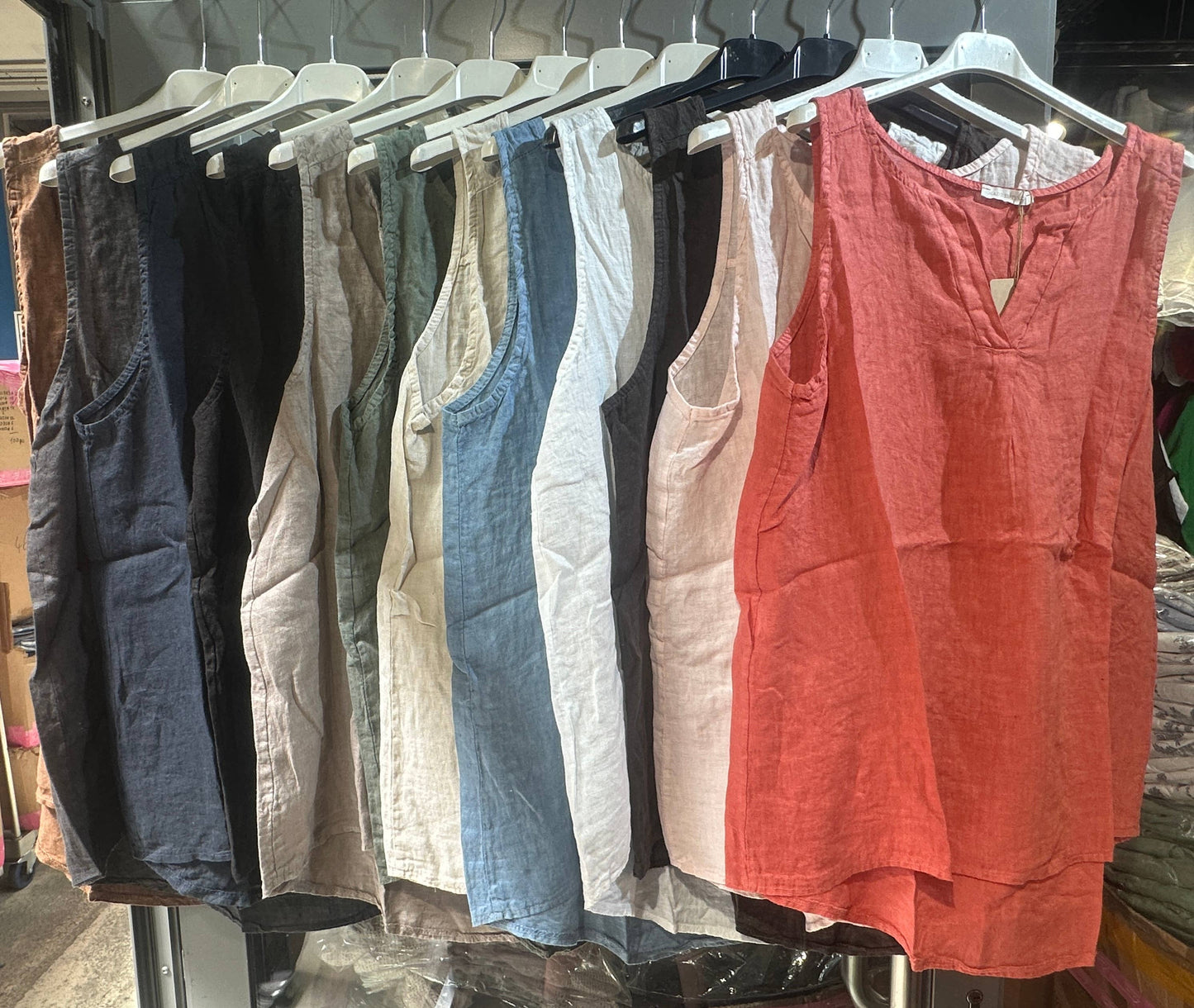 Plus size linen top Khaki