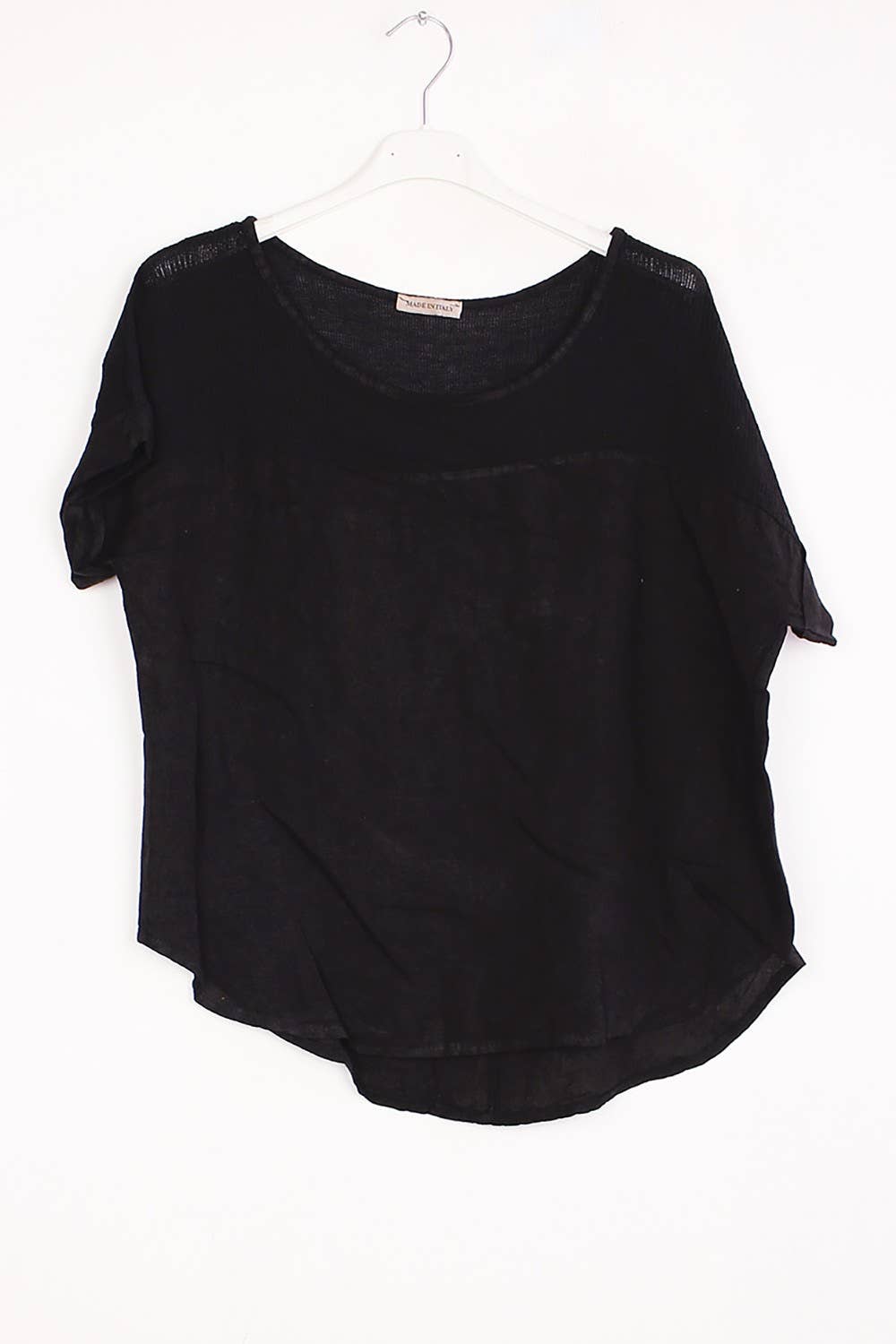 100% Linen Blouse REF.641: Black / Unique