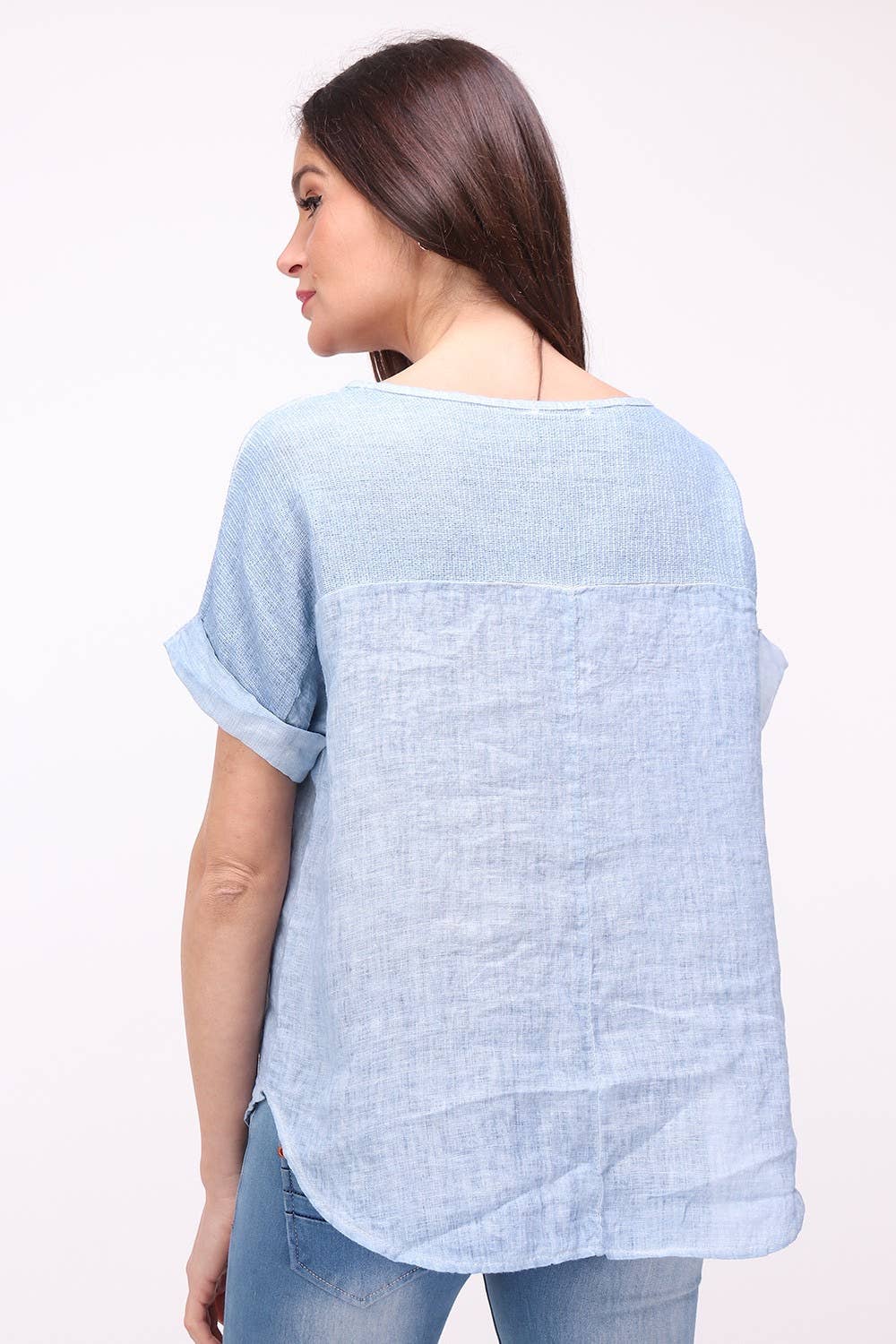 100% Linen Blouse REF.641: Black / Unique