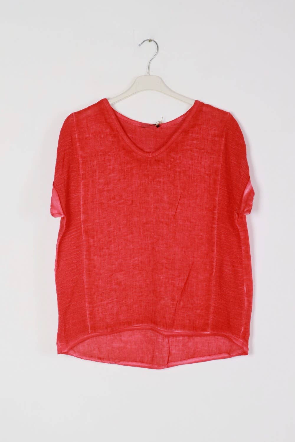 Textured T-shirt in 100% linen REF. 651: White / Unique