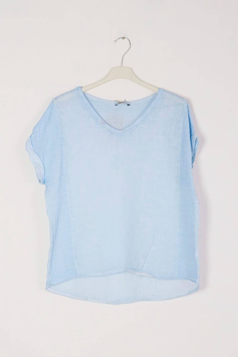 Textured T-shirt in 100% linen REF. 651: White / Unique