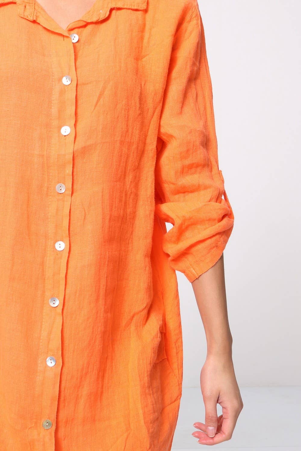 Short Dresses in 100% Linen REF. 197: Khaki / Unique