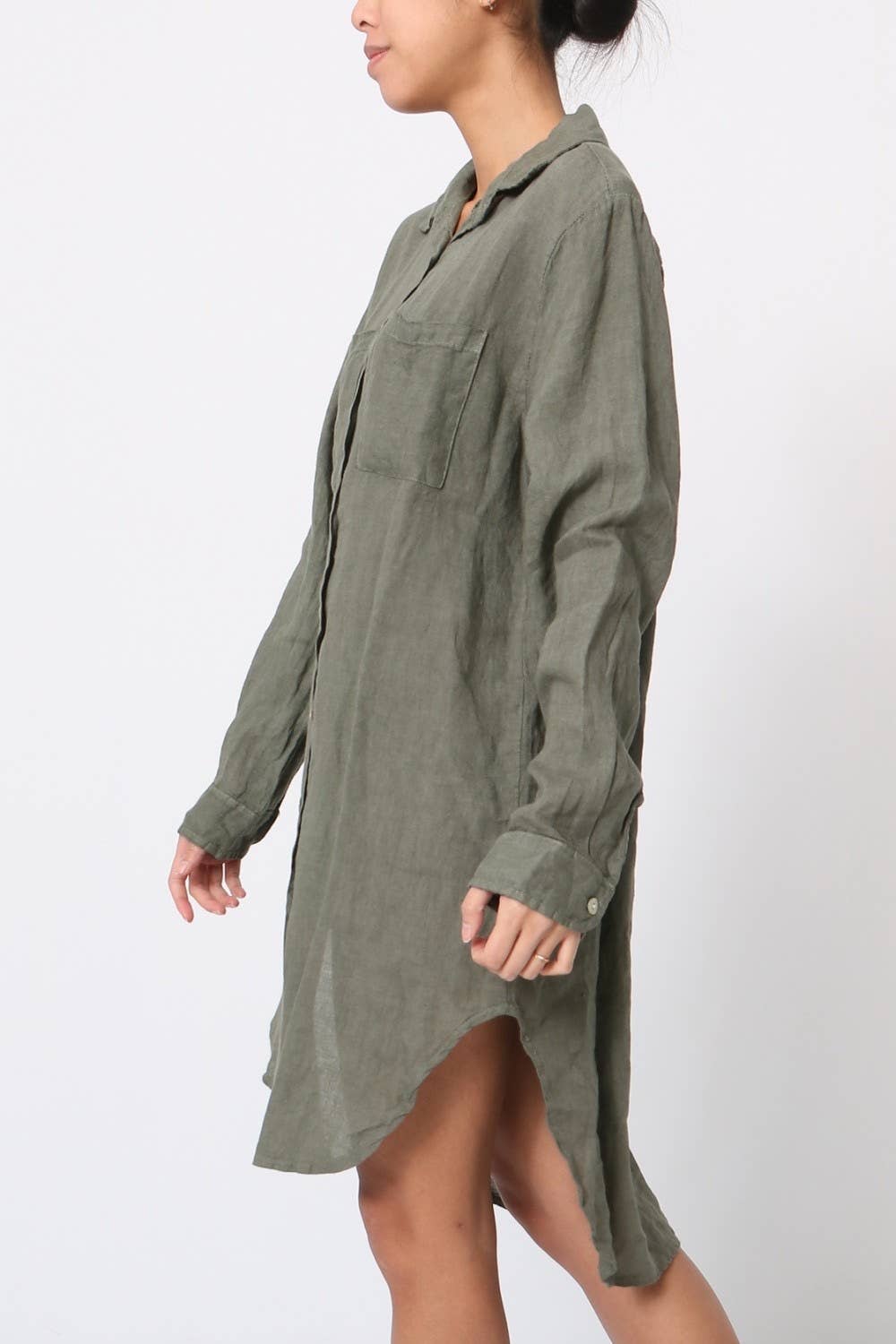 Short dress with front pockets in LINEN REF.2244: White / Unique